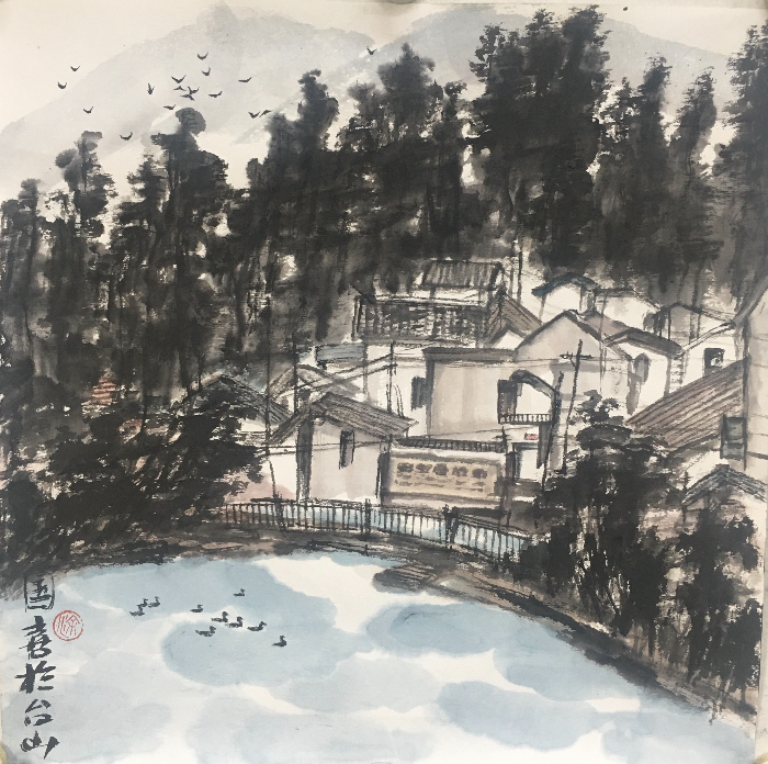 涂國(guó)喜《綠水青山》中國(guó)畫3838cm (2).jpg